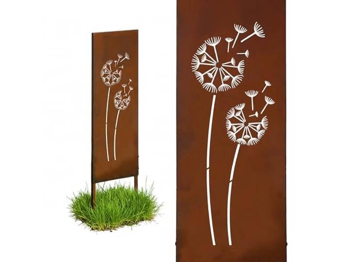 Relaxdays déco Jardin Effet Rouille Pissenlit HxL 85 x 28 cm\, Piquet Jardin résistant aux intempéries\, en Fer\, Brun