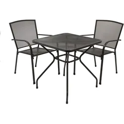 Garnitur CLASSIC 3-teilig, Streckmetall anthrazit (Tisch 70x70cm)