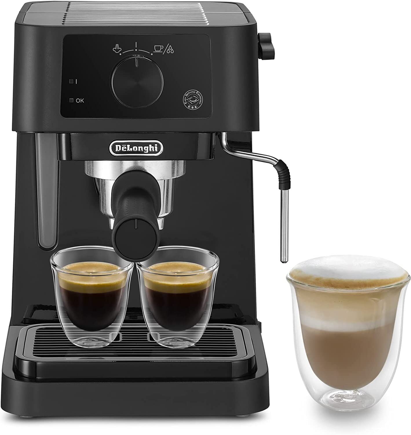 DeLonghi Ec235.Bk Macchina Da Caffè A Polvere Manuale Con Montalatte Colore Nero - Ec235.Bk Stilosa