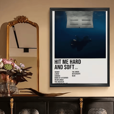 Inspire Curations Billie Eilish Hit Me Hard And Soft Poster Vintage Kraft Paper Aesthetic Wall Decor zlh4096 20x30cm Unframed