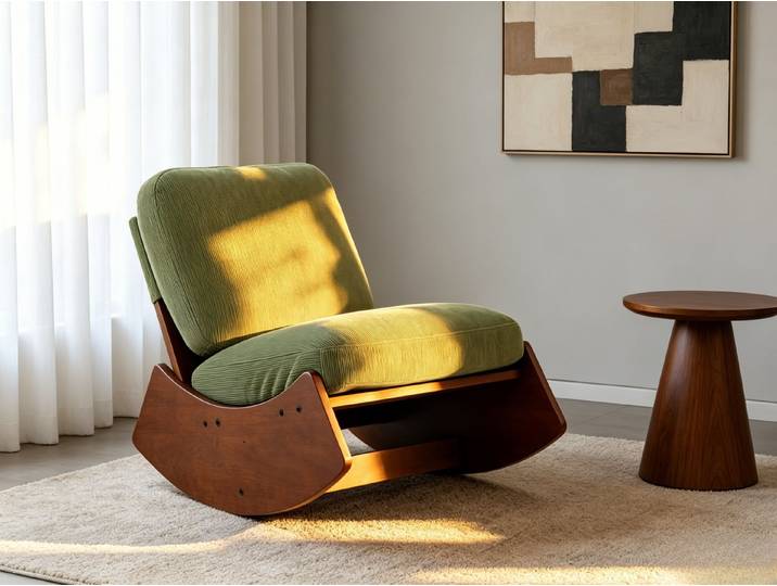 WILLIAMSPACE Schaukelstuhl VELVET ROCKER – 90cm, Corduroy, Solid Wood, Glider