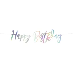 PartyDeco Happy Birthday Girlande irisierend