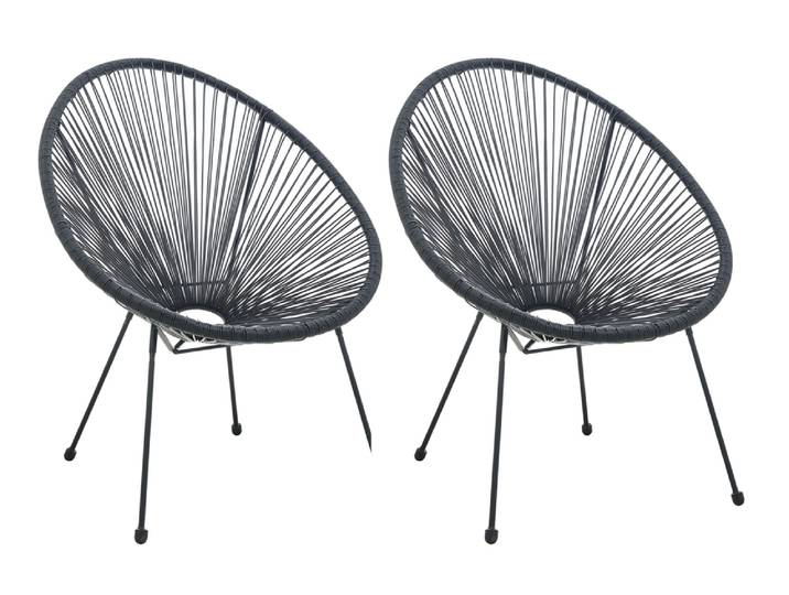 Möbilia Garten Stuhl 2-er Set Schwarz 73x88 cm