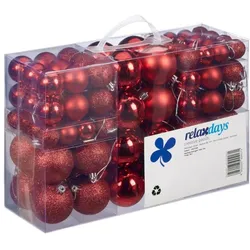 Relaxdays Weihnachtskugeln 100er Set Rot,Silber