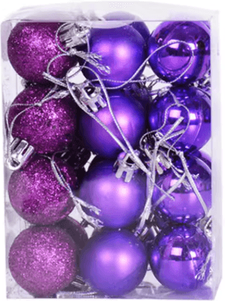 Inspire Picks Mini Flocked Christmas Ball Ornament Set (24PCS) purple 3cm 2cm Or 3cm
