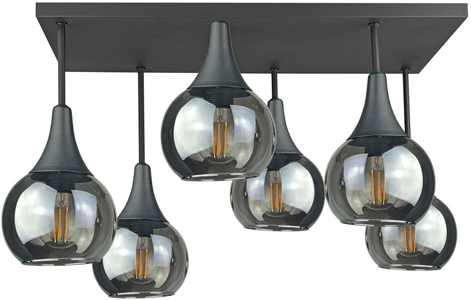 Ivy Bronx Asa Glass Semi Flush Mount Black/Smoky 40cm H X 68cm W X 38cm D