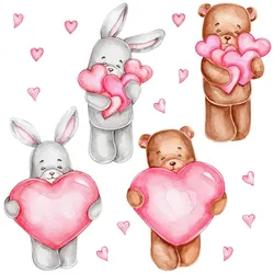 WANDAUFKLEBER 100x168cm - Niedliche Teddybären und Kaninchen