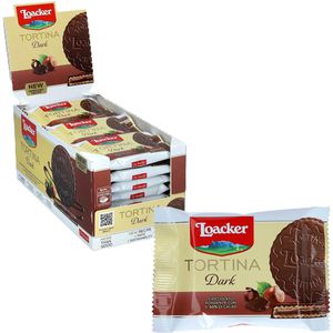 Loacker Waffeln Tortina Dark Hazelnut, Waffeltörtchen, mit Schokolade & Haselnüssen, einzeln verpackt, 504g, 24 Stück