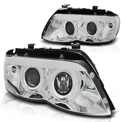 Xenon Scheinwerfer Angel Eyes passend für BMW X5 E53 Facelift Bj. 03-06 Chrom