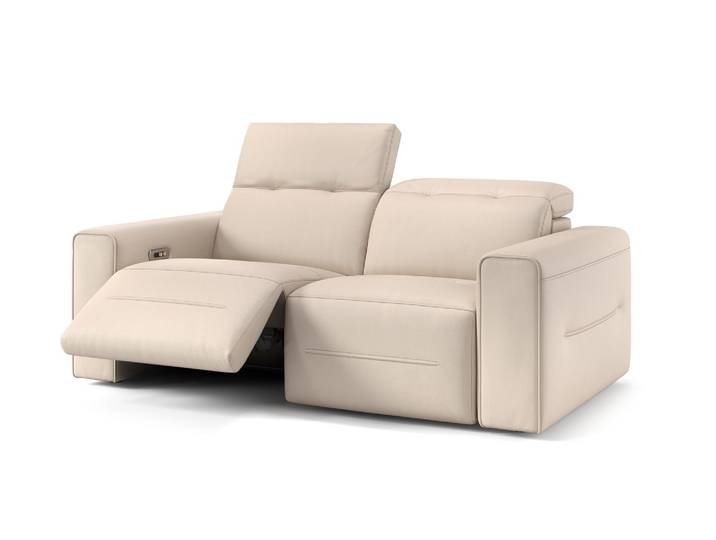 Leder Relaxsofa CANNES 2-Sitzer Elektrisches Sofa Premium Couch