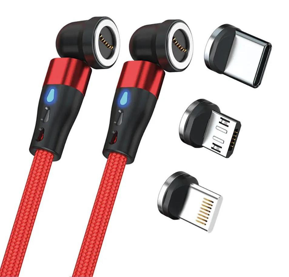 RealPower Magnetic Cable met Adapters, Rood, 1 m