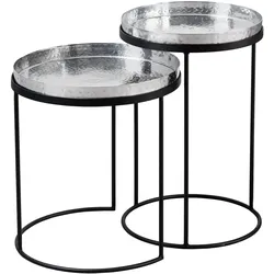 riess-ambiente Beistelltisch ELEMENTS - 2er Set 55cm silber Hammerschlag handmade rund