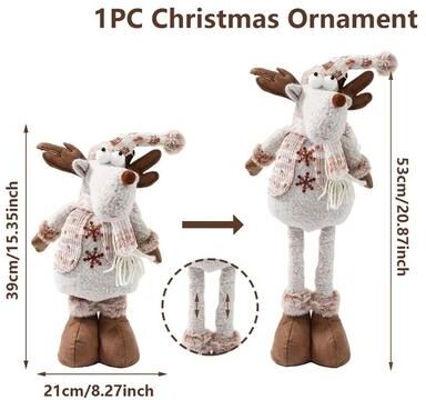 Inspired Living Festive Telescopic Christmas Doll Plush Decoration Adjustable Santa Snowman Reindeer Holiday Decor 2025 3