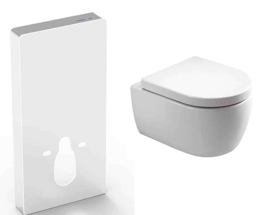 WC-Komplettpaket 41: WC NT2039 Weiß - Mit Soft-Close Sitz & Sanitärmodul 805S Weiß - Sensor
