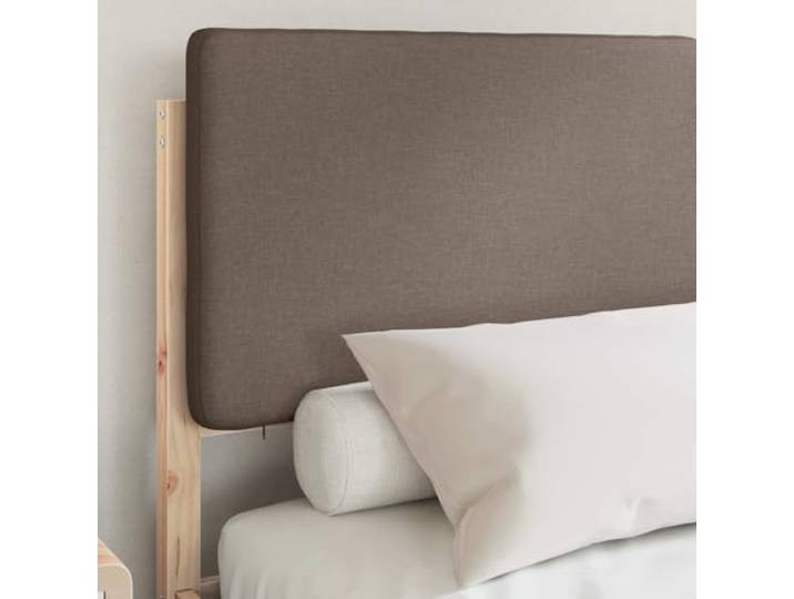KTHLBRH Bett Kiefer massiv Taupe 150 x 200 cm Gepolstertes Kopfteil, kein Boxspring, einfache Reinigung, schnelle Montage
