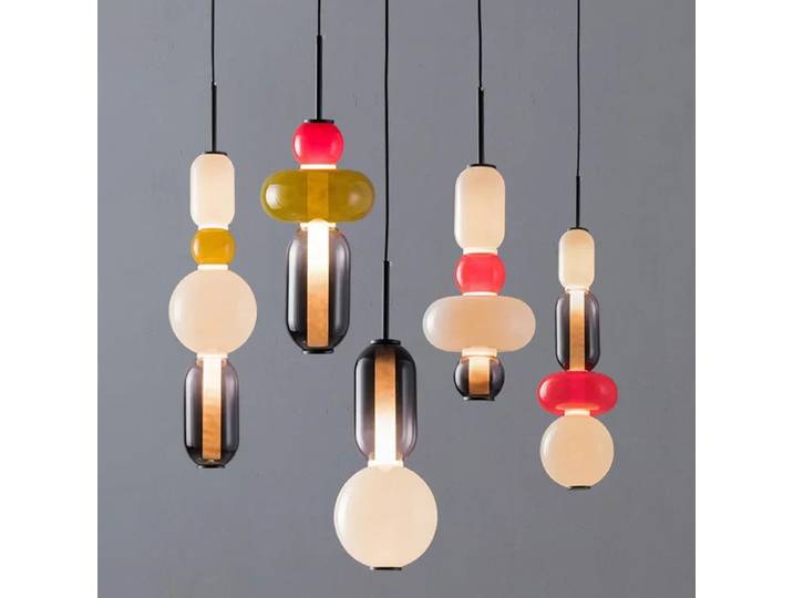 Lampe suspendue italienne moderne en verre bonbon, lustre coloré pour Loft, salon, cuisine, Restaurant, décoration de plafond