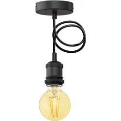 ledscom.de Vintage Pendelleuchte RETRA, schwarz + LED Lampe gold max. 818lm, 3-Stufen dimmen, extra-warmweiß