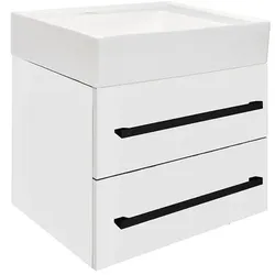 SAT Cube Way Waschtisch mit Unterschrank und schwarzem Griff 60x53x46 cm weiß glänzend CUBE46C602BISATCW
