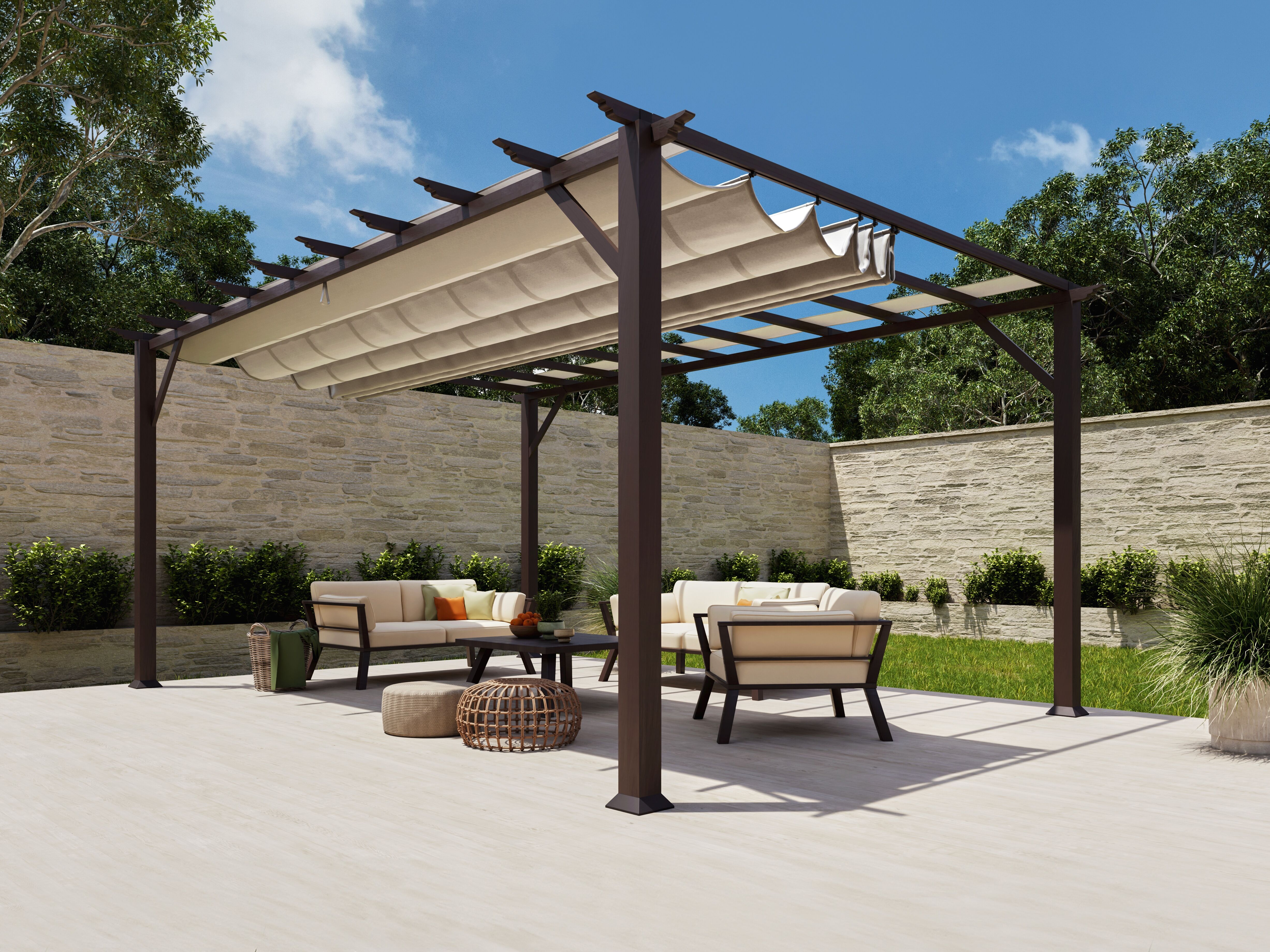 Pergola PARAGON "Florenz", braun (dunkelbraun), B:505cm H:236cm T:350cm, Pergolen