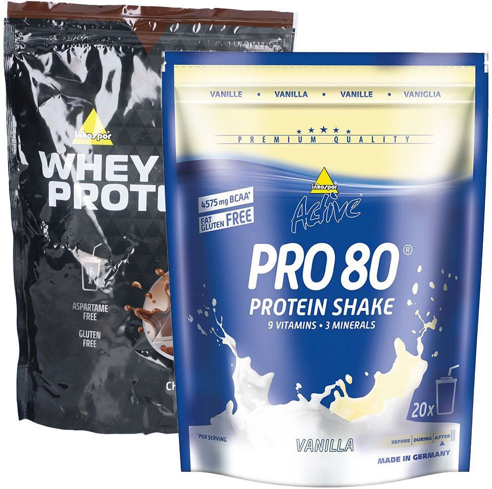 Protein Lovers Set - Inkospor Active Pro 80 Vanille + inkospor Whey+ Schokolade 2x500 g Pulver