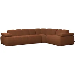 Ecksofa Mojo Bouclé-Stoff, modern und flexibel, rechts, rostbraun, verstellbare Armlehnen