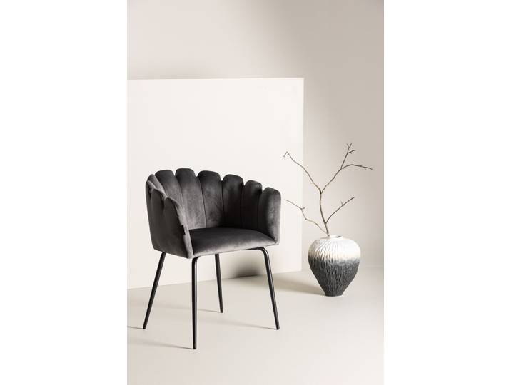 Esszimmerstuhl VENTURE HOME Limhamn, gepolsterter Esszimmer-Sessel, mit Armlehnen , grau (schwarz, grau, schwarz, grau), B:61cm H:77cm, Polyester, Polyurethan, Sperrholz, Stahl, Stühle, Esszimmerstuhl, Polsterstuhl, weicher Bezug, mit Armlehnen, Metallbeine, charaktervoll