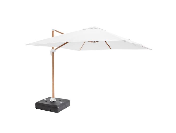 Oviala - Parasol déporté 3x3 m carré inclinable rotatif 360° et dalle à lester sur roues 100L