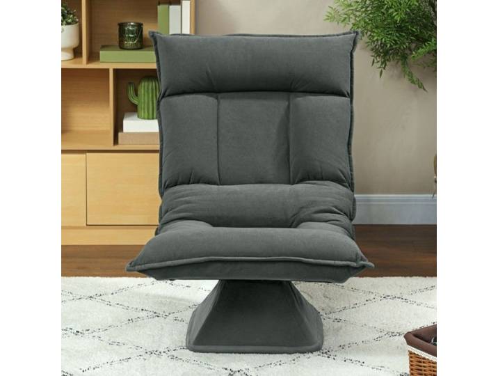 Fauteuil sol pivotant 360° dossier 5 positions réglable + canapé méditation pliable salon lecture gris foncé