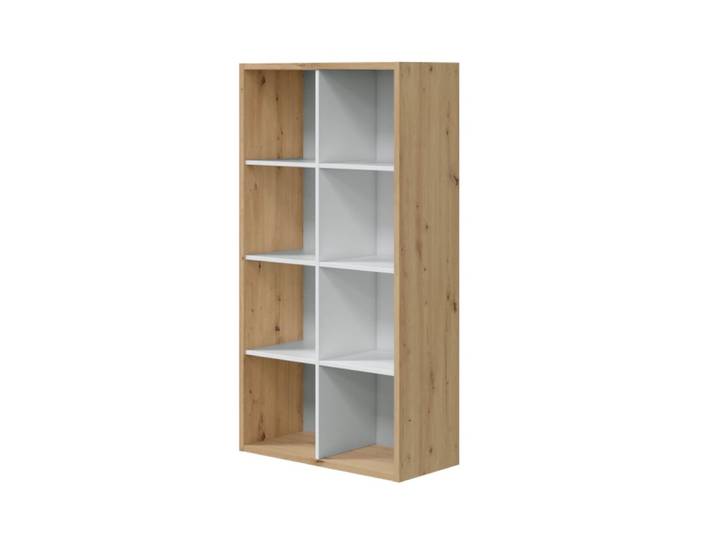Étagère 8 casiers effet blanc et bois - H138 x L72 cm