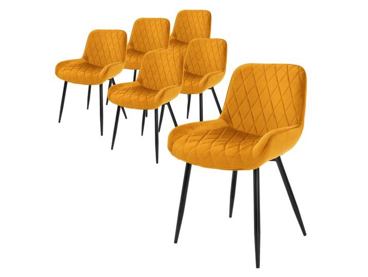 ESSZIMMERSTUHL Samt Senfgelb 6er Set
