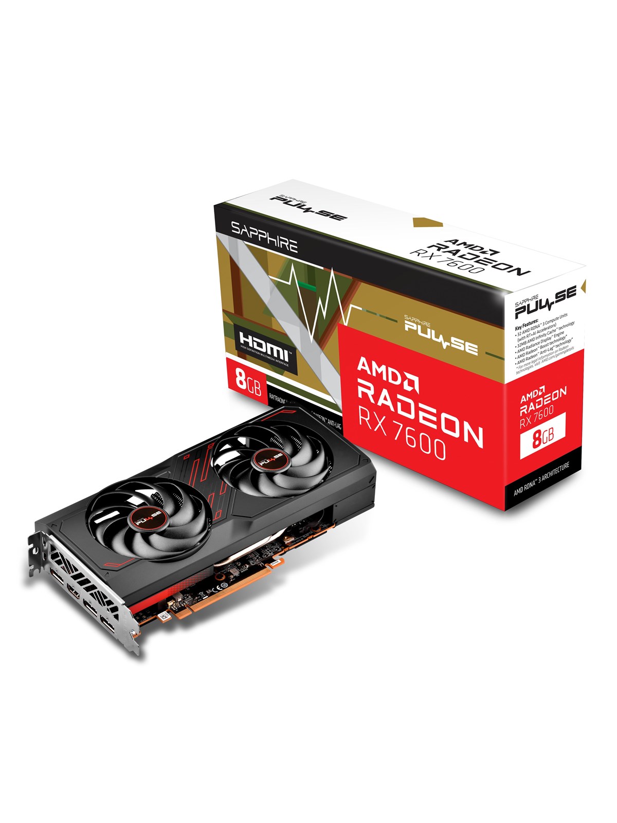 Sapphire Radeon RX 7600 Pulse - 8GB GDDR6 RAM - Grafikkarte