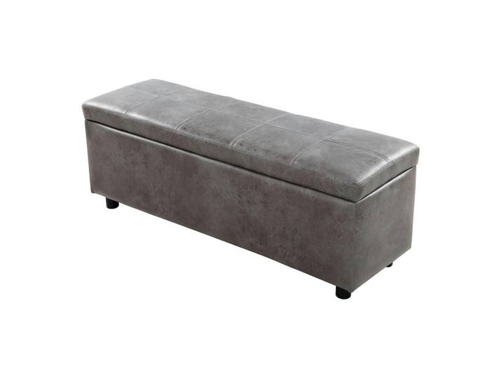 [en.casa] Truhenbank Bukit, Grau, Kunststoff, Rechteckig, 118x43x37 cm, Esszimmer, Bank, Sitzbänke