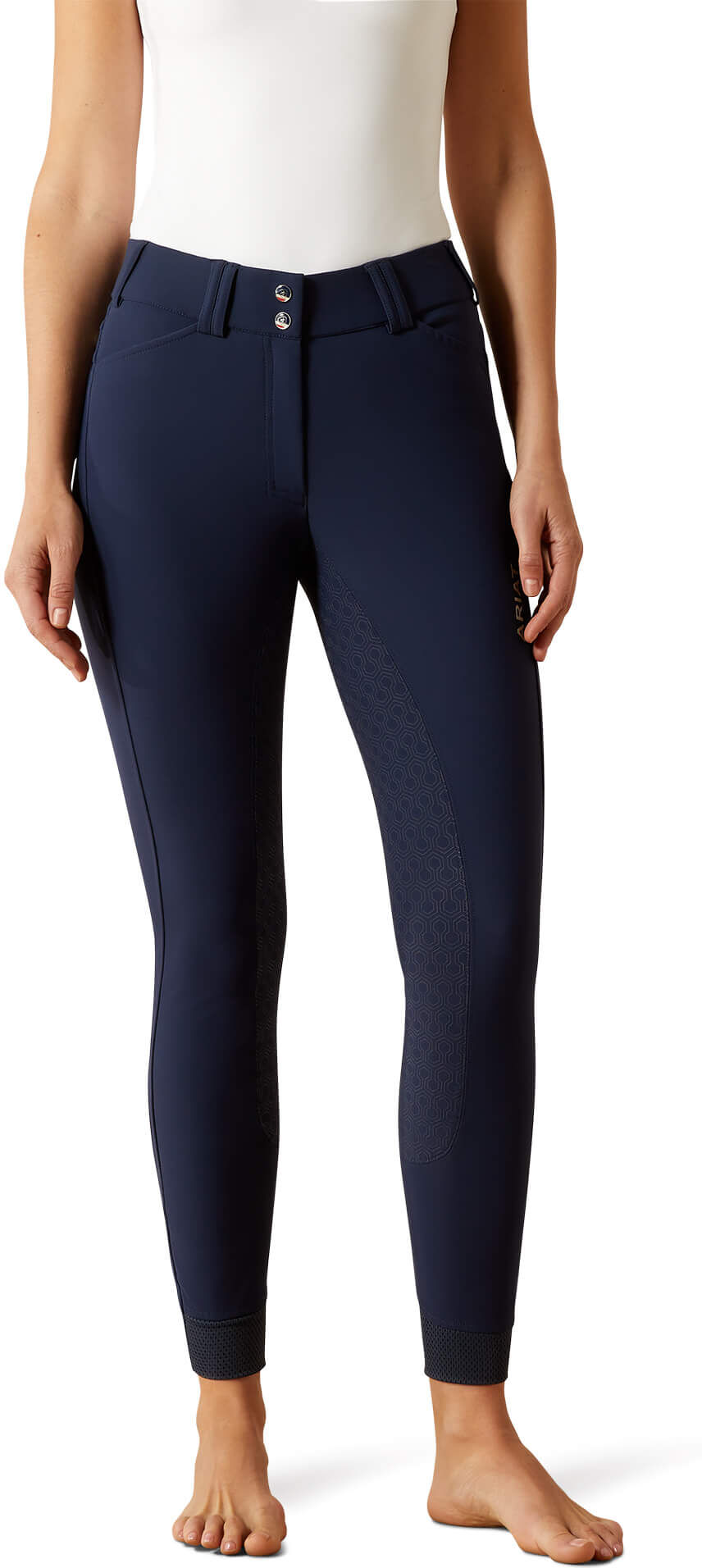 Women's Tri Factor Grip Full Seat Breech in Navy, Size: 28 Long by Ariat
