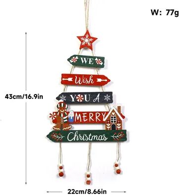 DynamicDeals Merry Christmas Decor, Xmas Tree Wall Ornament Natal Navidad, Christmas Hanging Pendant Wooden Crafts, Home Decorations d