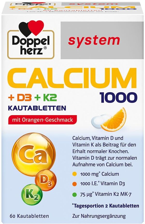 Doppelherz Calcium 1000+d3+k2 system Kautabletten