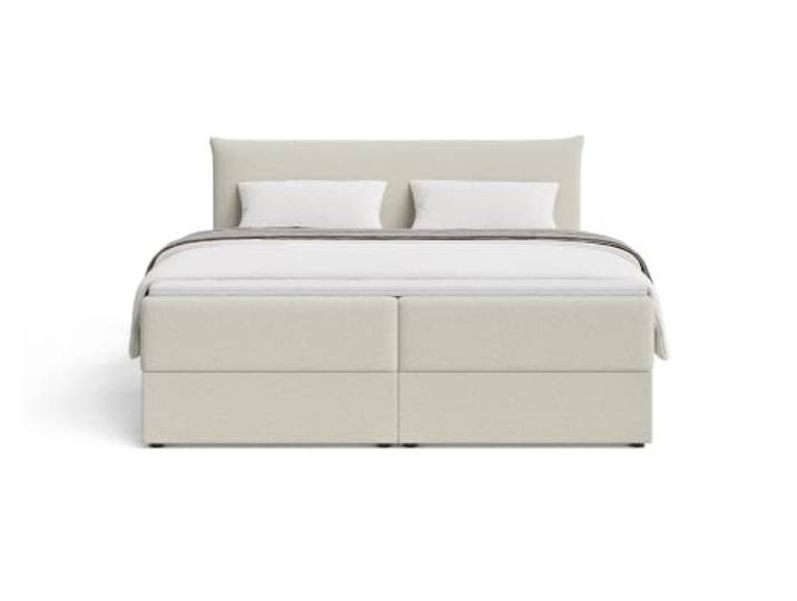 Chilly. Möbel Design Bett Livora - Komfort Boxspringbett mit klarer Form, Matratze und Topper - 160x200 cm - Bouclé Hellbeige