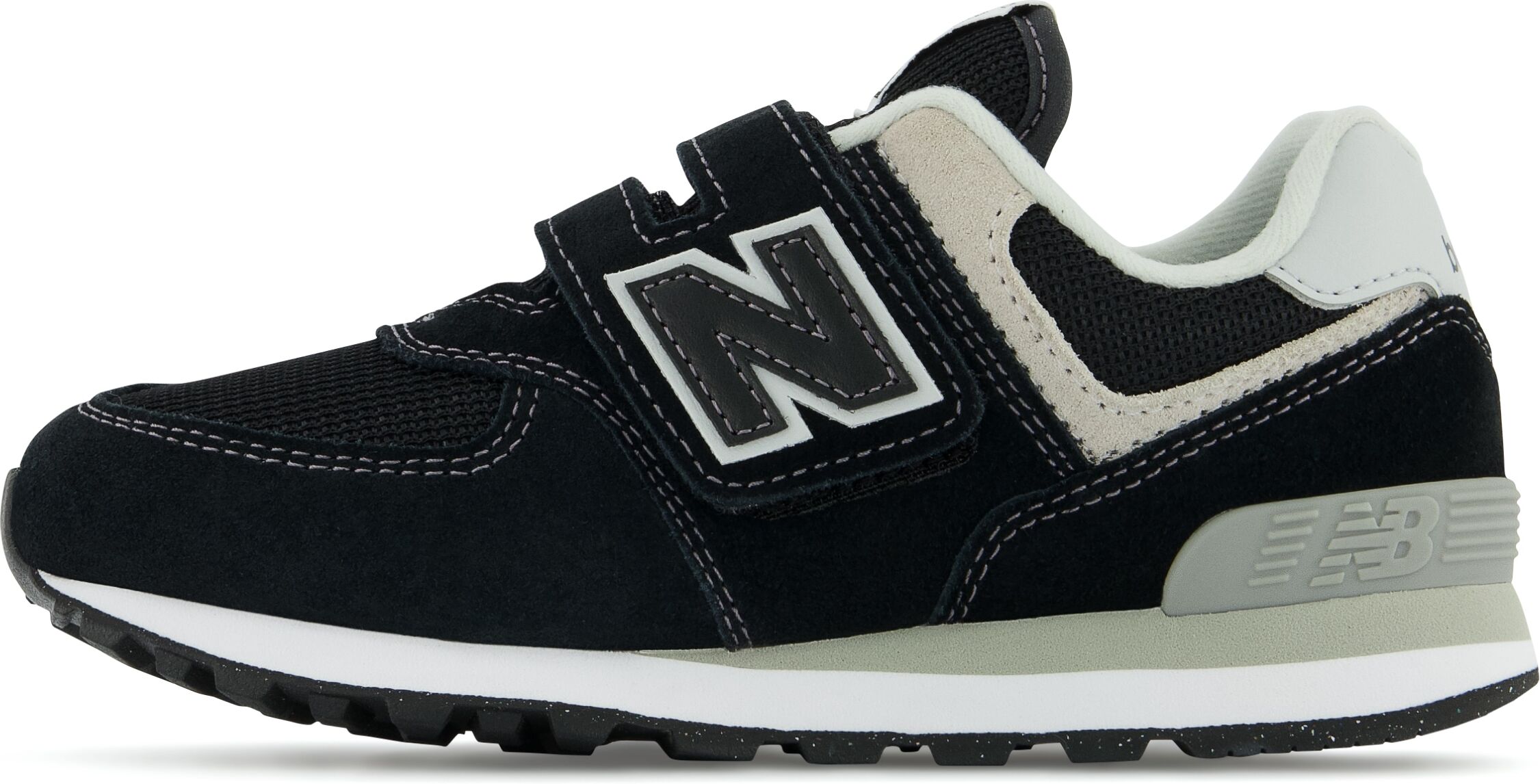 Sneaker NEW BALANCE "574", Jungen, Gr. 34,5, schwarz, Leder, Synthetik, Textil, Schuhe Sneaker, mit Gummilaufsohle, entwickelt schwarz 34,5