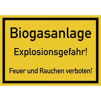 Biogasanlage-Explosionsgefahr! Feuer und Rauchen verb., Kunststoff, 200x140 mm