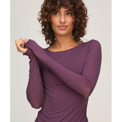 Pyjama HUNKEMÖLLER "super soft Boatneck shirt with Cashmere", Damen, Gr. XS, lila, 85% Modal, 10% Kaschmirwolle, 5% Elasthan, Homewear-Sets Pyjama