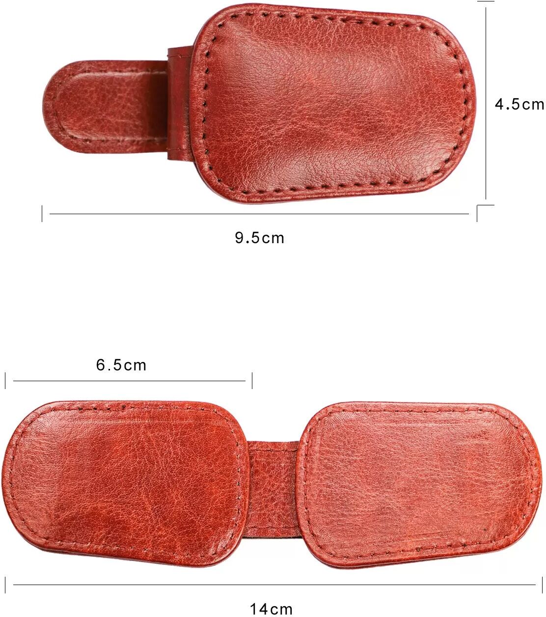 INF Clip de Support de Lunettes de Soleil en Cuir PU pour Visière de Voiture - Organisateur Multifonctionnel de Lunettes et de Marron