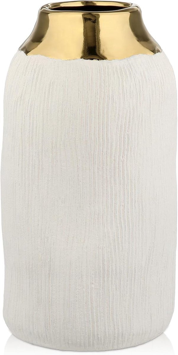 Minimalistische moderne keramische vaas in beige met mat design voor decoratie