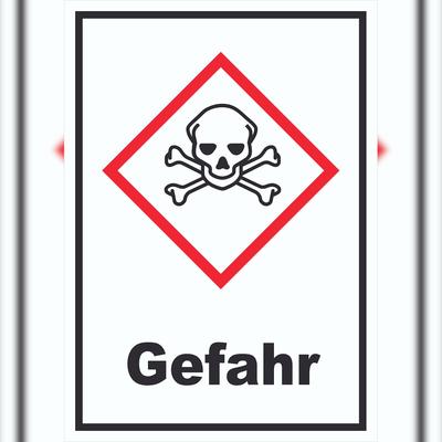 HB-Druck Schild akut toxisch Gefahr Toxizität Totenkopf hochkant A4 (210x297mm)