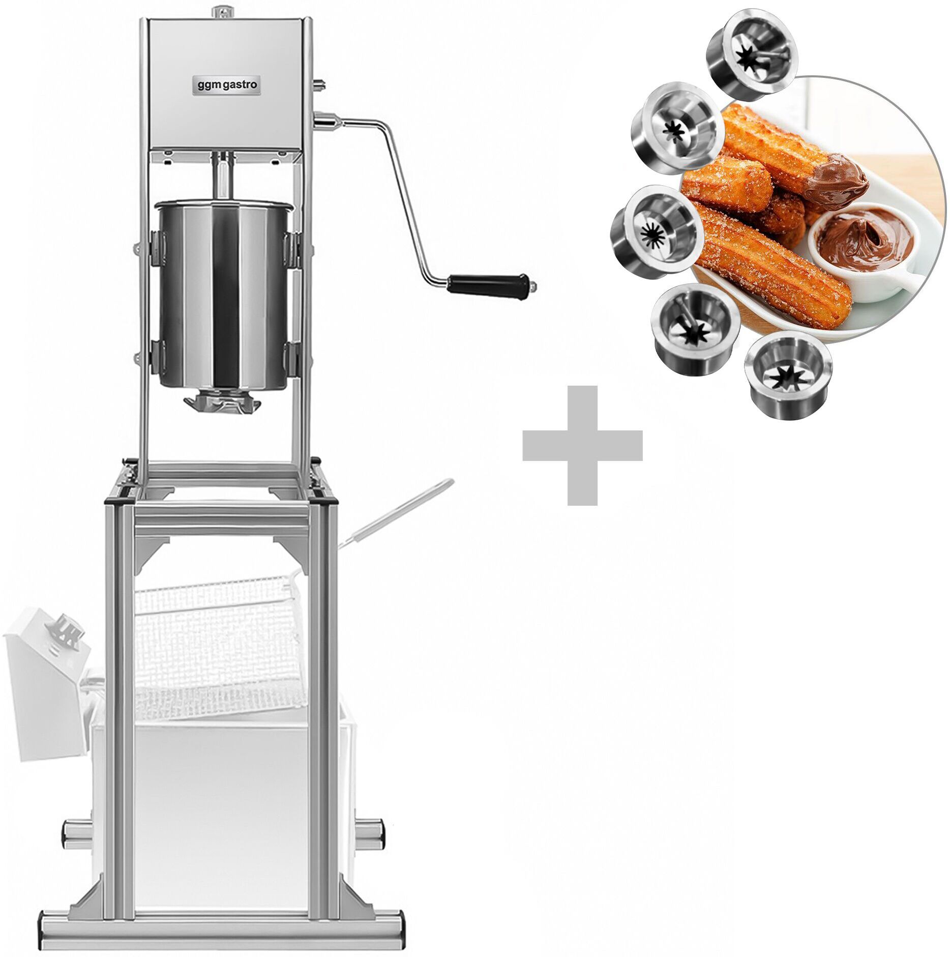GGM Gastro Churrosmachine - 5L - met onderstel - incl. 5 opzetstukken zilver