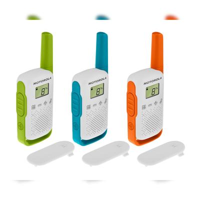 Motorola T42 Triple Pack – Walkie PMR446, 16 Kanäle, 4 km, Bunt, Wasserdicht, Schnellkupplung