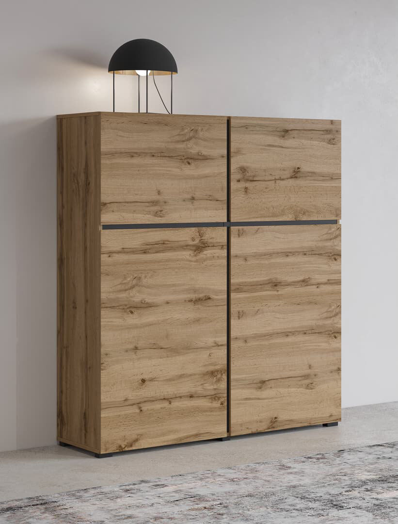 Arte-N Furniture Ltd Kross 119 cm W Highboard Oak Wotan 139cm H X 119cm W X 40cm D
