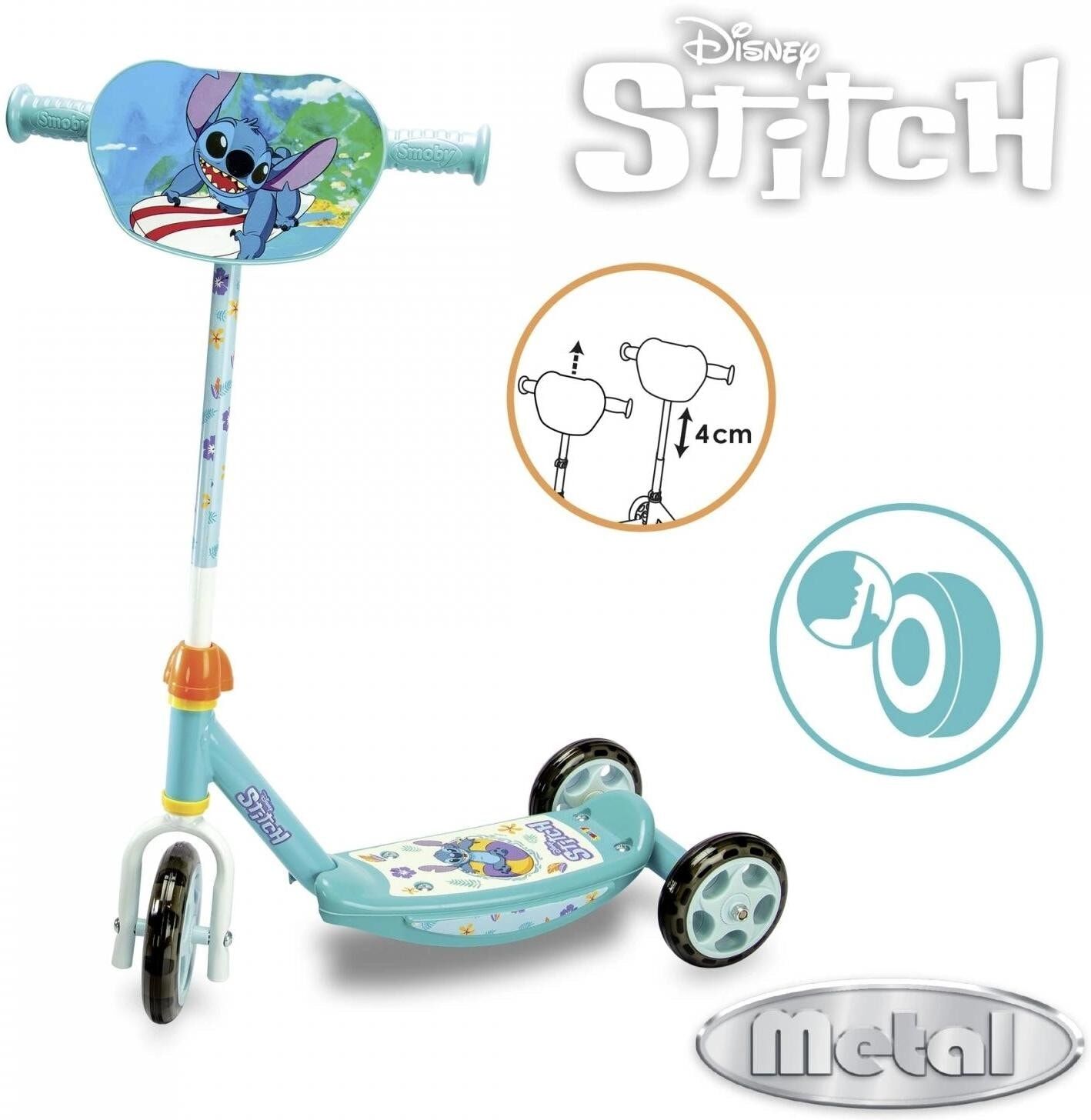 Scooter SMOBY "Stitch 3 Räder", grün (mint), Roller, Kinder, Scooter mint Einheitsgröße