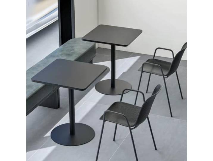 Yopappol Schwarzer Quadratischer Säulentisch Für Kleine Räume, Einbeiniger Mini-Bistro-Esstisch, Platzsparender Frühstückstisch Für Wohnung, Küchenecke, Erkerfenster(48x48x72cm)