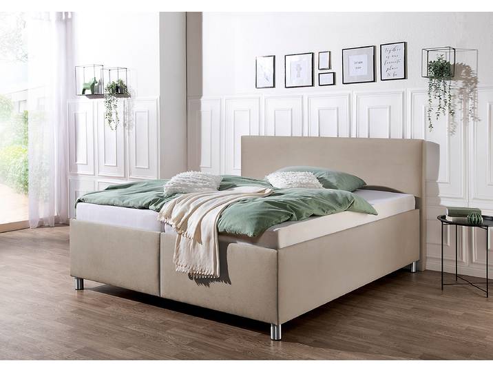 Lit capitonné Gardini 180 x 200cm Microfibre Soile Beige