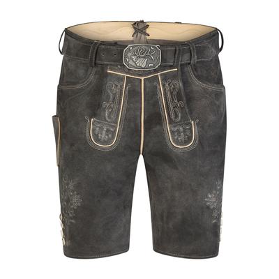 Lederhose SPIETH & WENSKY "Kronplatz", Herren, Gr. 48, N-Gr, schwarz (nero, st stein), Obermaterial: 100% Lammleder LEL., uni, regular fit, Hosen, mit passendem Gürtel