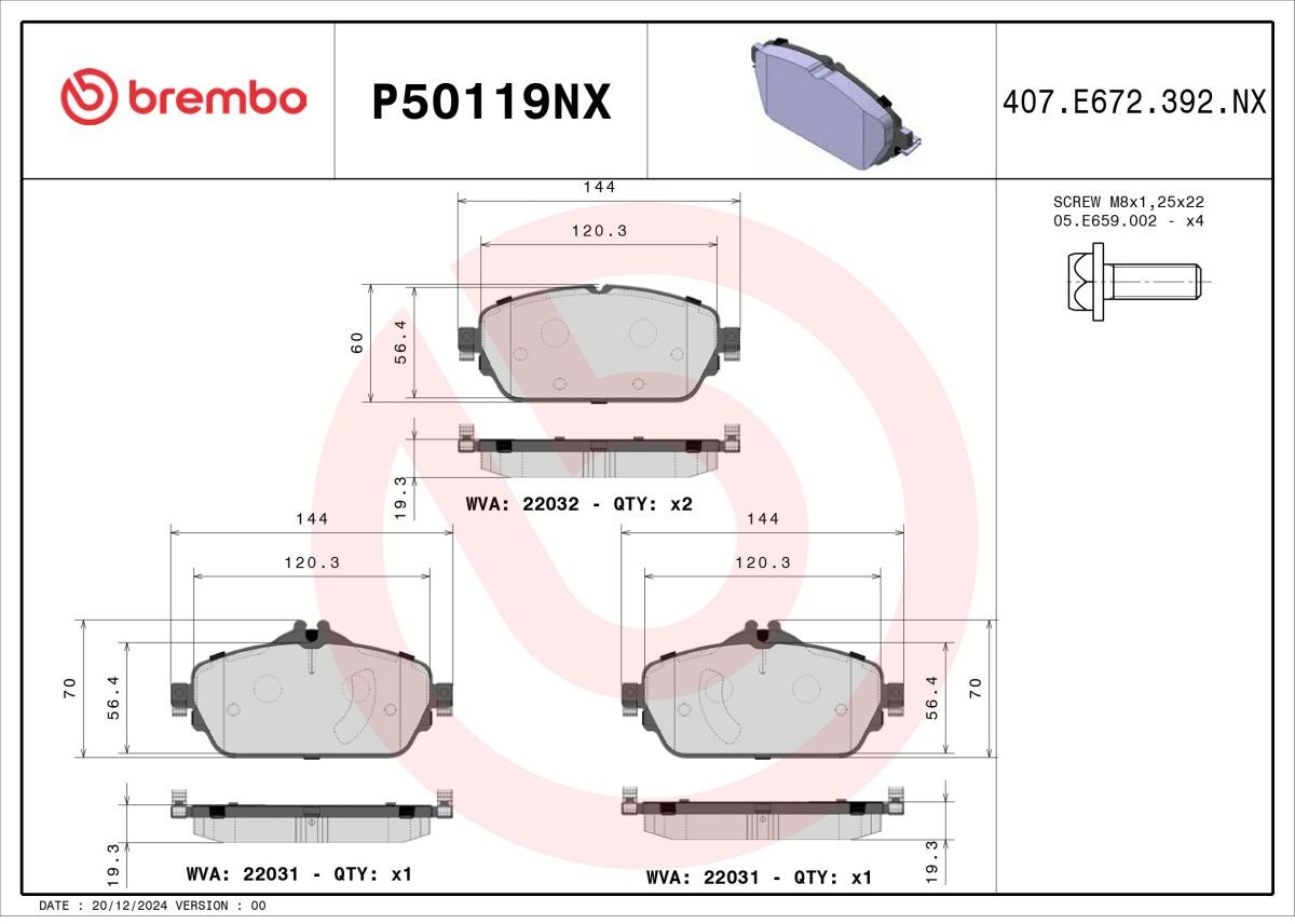 Bremsbelagsatz BREMBO P50119NX